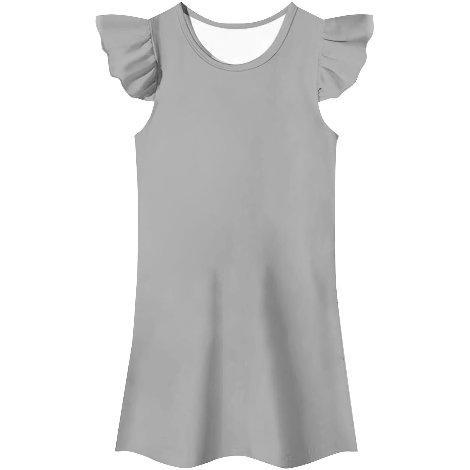 JSCDRPDWL Girls Dresses Girls Fancy Dress Summer Casual Ruffle Sleeve Long Hem Dresses Girls Dresses Up Clothes for Girls 4-6 Grey 3-4 Years